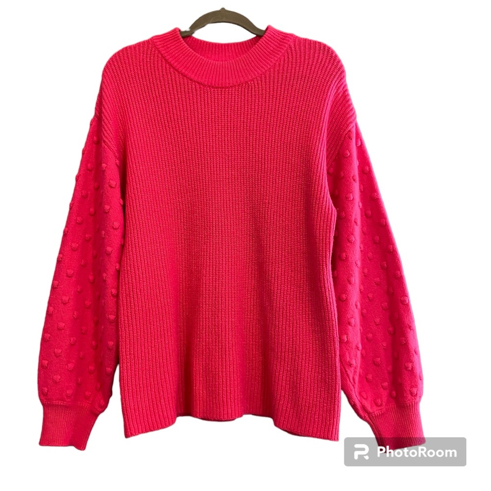 Vince Comuto Barbie Pink Bubble Long Sleeve Crew Neck Sweater Sz L